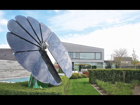 Placa fotovoltáica em forma de girasol 