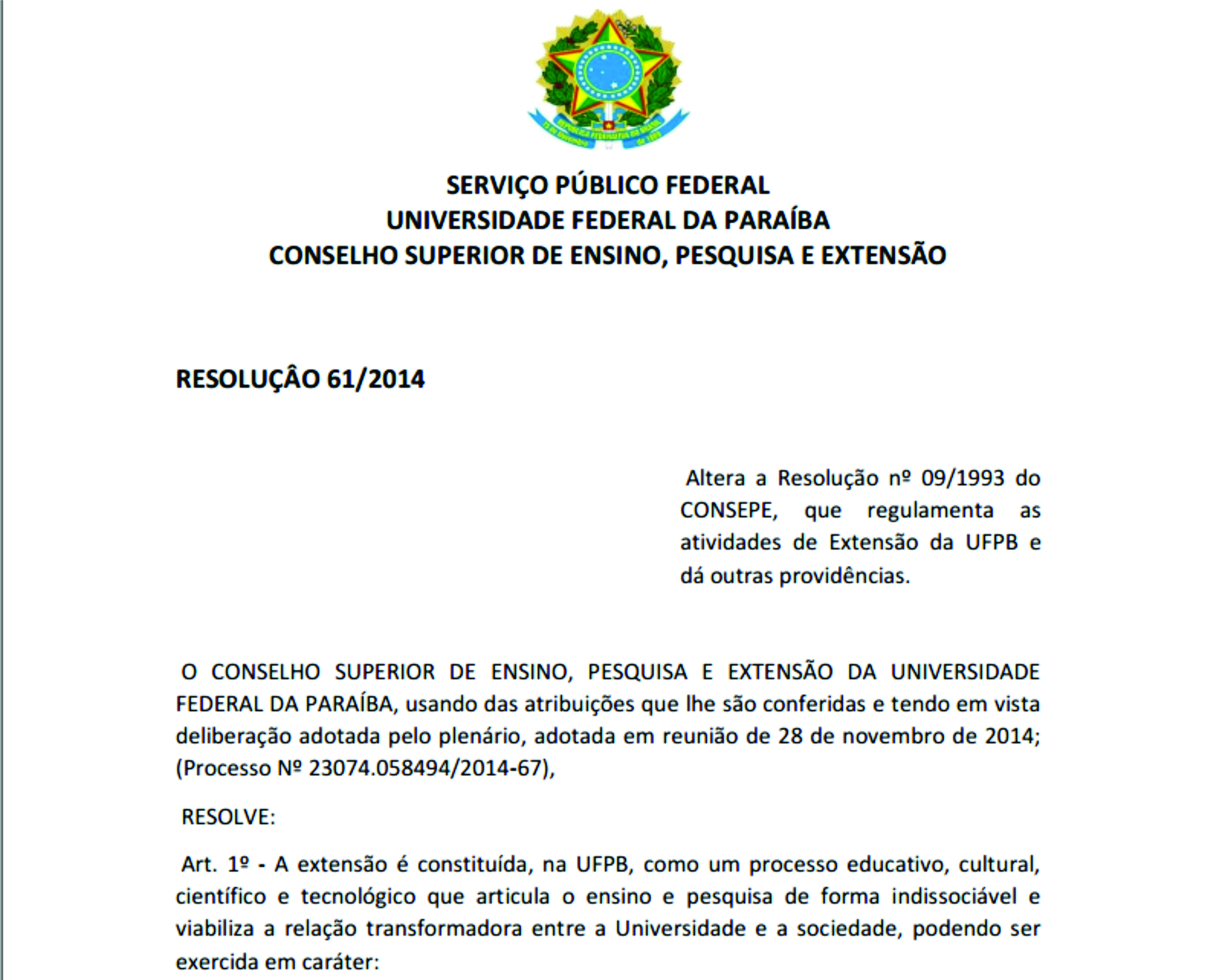 Resolução 61 2014 1 Resolução 61 2014 1