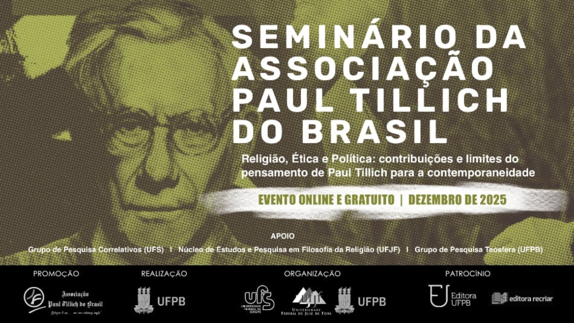 Seminário on-line na UFPB debate obra do filósofo e teólogo Paul Tillich Seminário on-line na UFPB debate obra do filósofo e teólogo Paul Tillich
